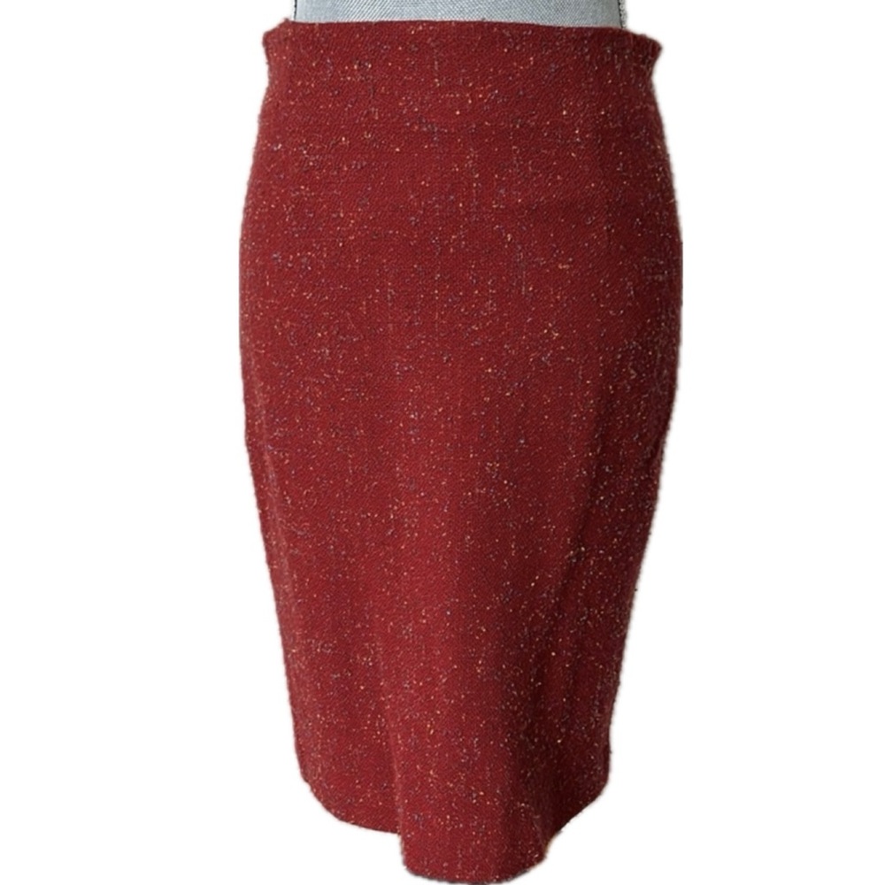 Bill Blass New York Red Tweed Pencil Skirt Size 2